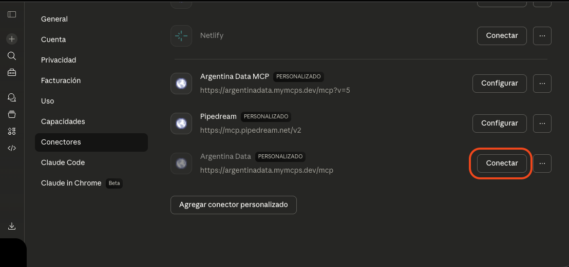 Boton Conectar resaltado